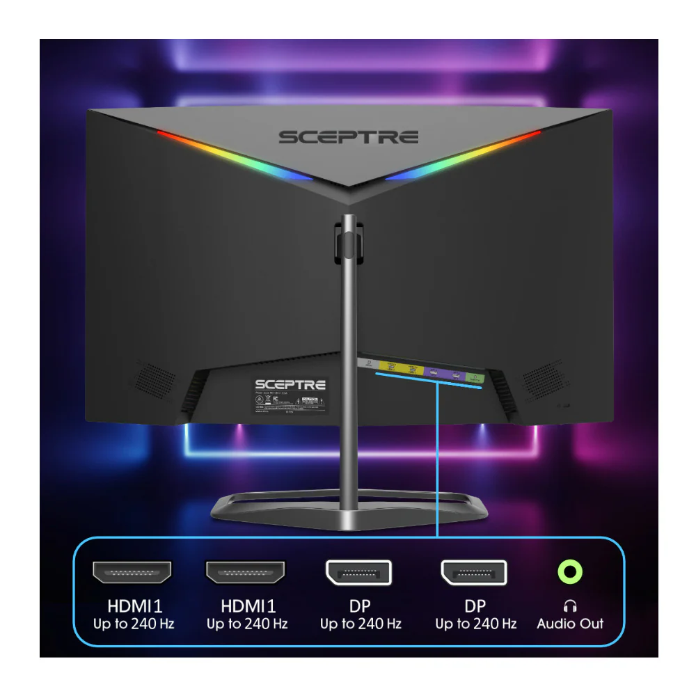 Sceptre 25-Inch 1080P FHD 1ms Blur Reduction Curved Gaming Monitor with 240Hz Refresh Speed (Black) - Image 5