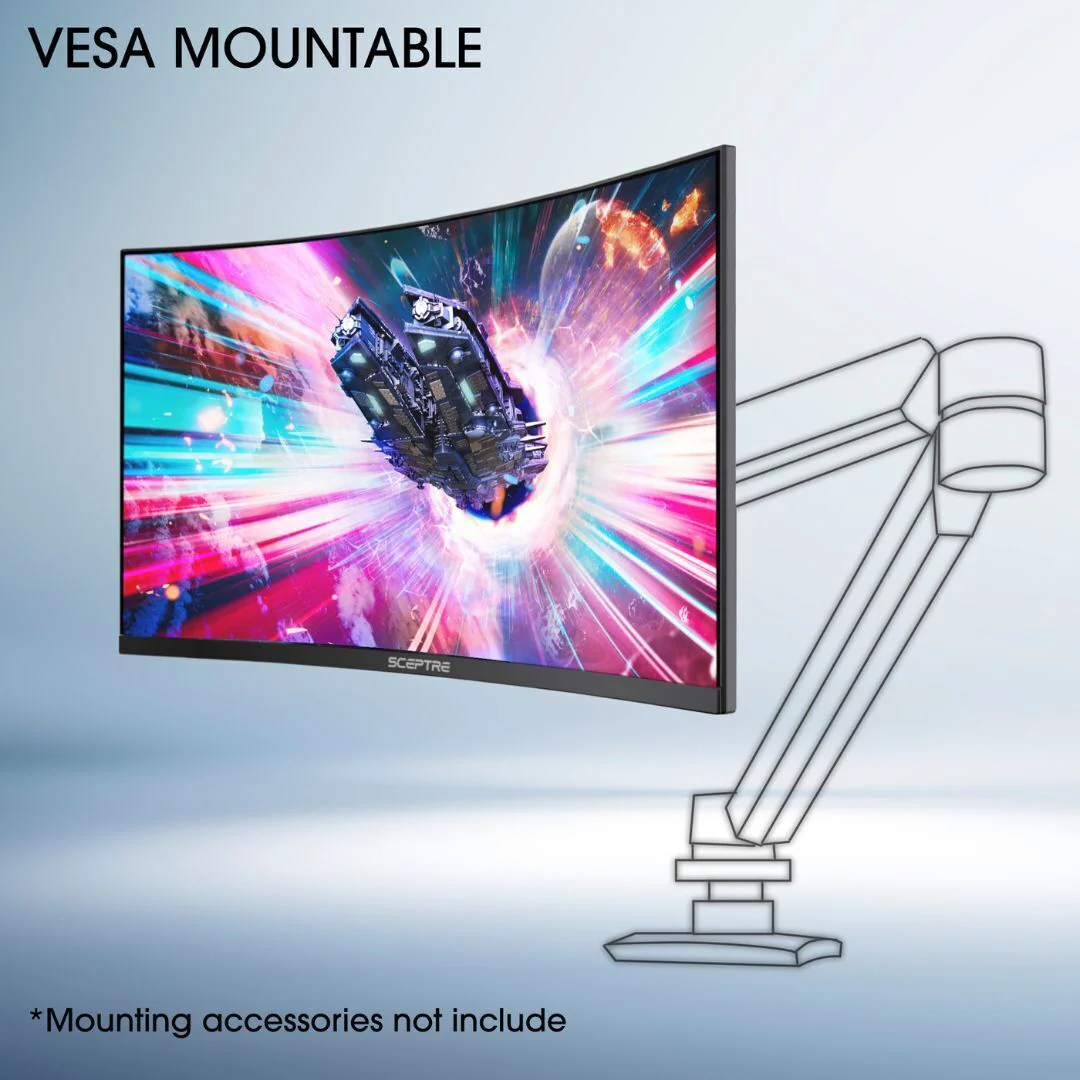 Sceptre C275B-FWT240 27-Inch LED Curved Gaming Monitor with 1080P FHD and Built-In Speakers (Black) - Image 5