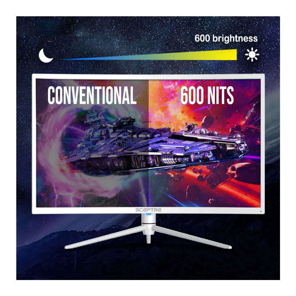 Sceptre 27-Inch Curved Nebula Series 16:9 2560x1440 165Hz Refresh Rate Gaming Monitor (White) - Image 6