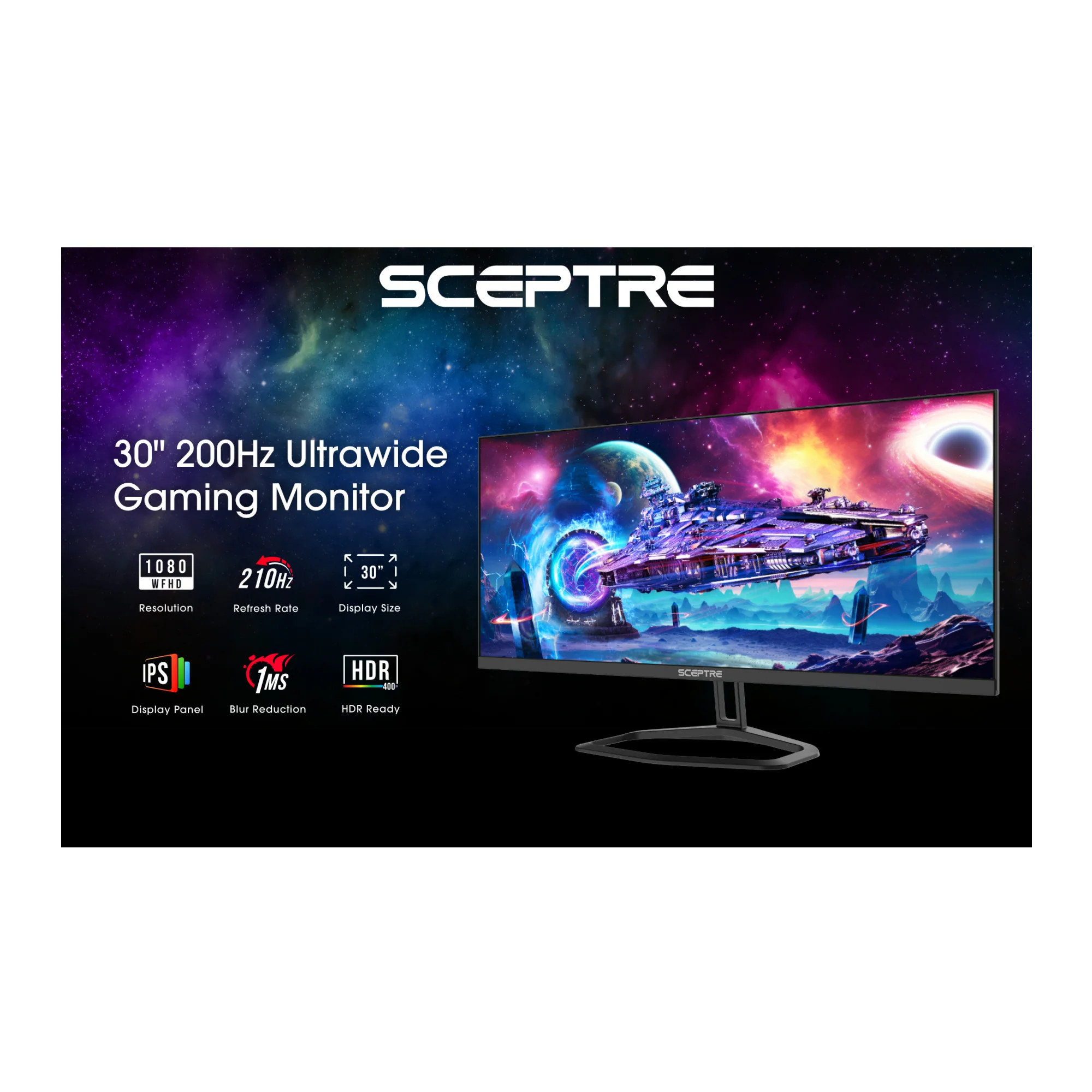 Sceptre E305B-FU200T 30-Inch Ultrawide 210Hz Full HD IPS Monitor with AMD FreeSync (Black) - Image 5