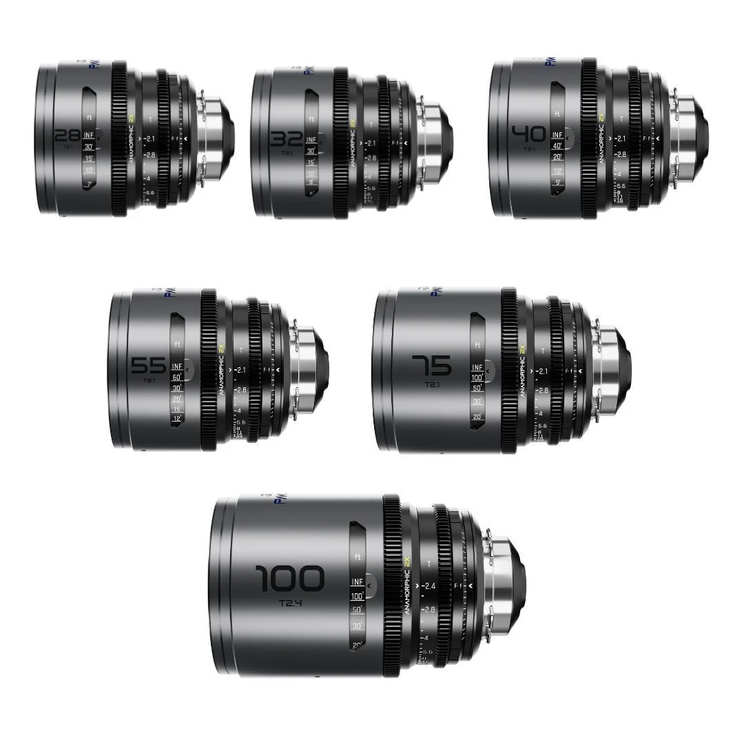 DZOFilm Pavo 2x Anamorphic 6-Lens Set with Blue Coating, PL or EF Mount (Space Gray and Black)