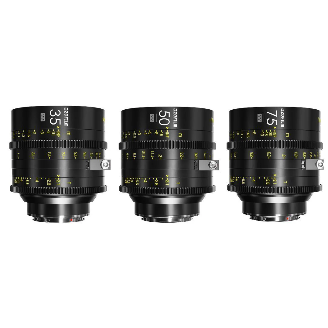 DZOFilm VESPID Cyber Full Frame PL and EF Mounts 35mm, 50mm, and 75mm 3-Lens Kit Iris (Black) - Image 2