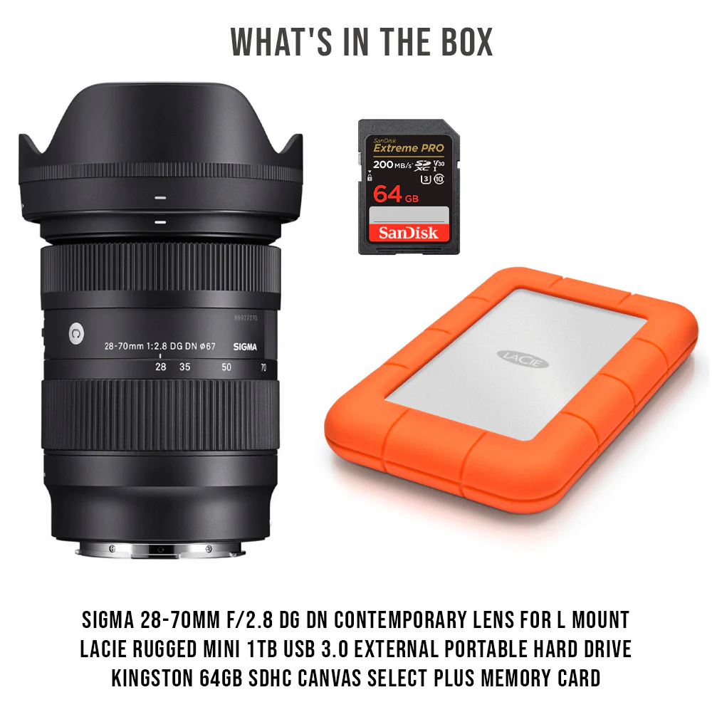 Sigma 28-70mm f/2.8 DG DN Contemporary Lens for L Mount with USB 3.0 1TB Portable Hard Drive Bundle - Image 7