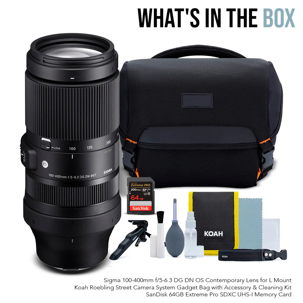 Sigma 100-400mm f/5-6.3 DG DN OS Contemporary Lens for L Mount with Street Camera Gadget Bag Bundle - Image 7