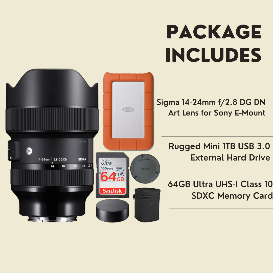 Sigma 14-24mm f/2.8 DG DN Art Lens for Sony E-Mount with 1TB Hard Drive and 64GB SD Card Bundle - Image 7