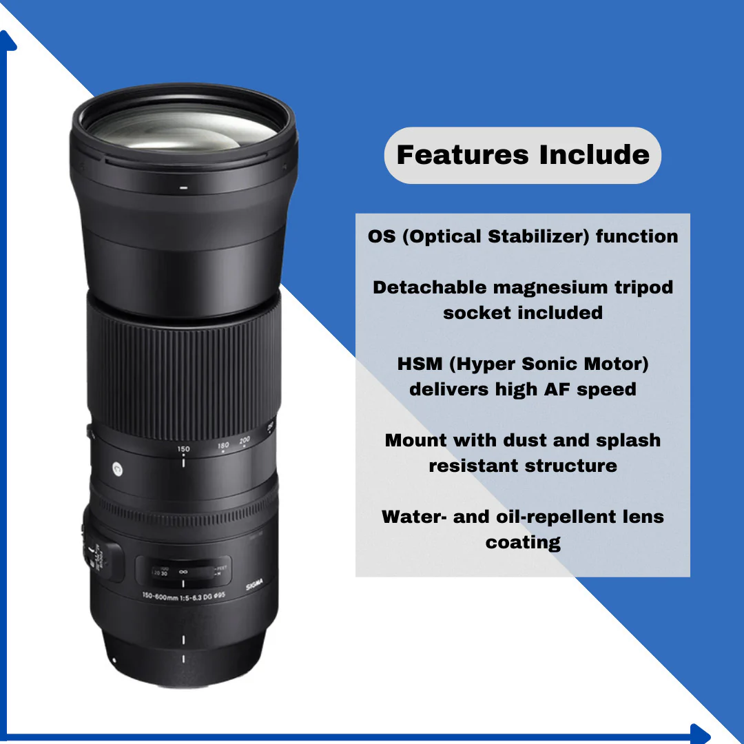 Sigma 150-600mm f/5-6.3 DG OS HSM Contemporary Lens for Nikon with USB Dock and 64GB SD Cards Bundle - Image 12