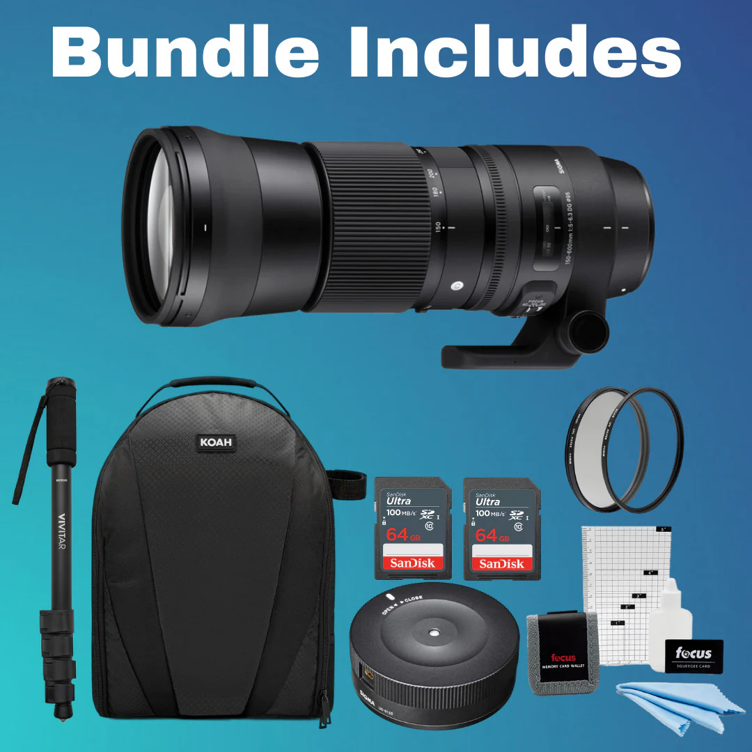Sigma 150-600mm f/5-6.3 DG OS HSM Contemporary Lens for Nikon with USB Dock and 64GB SD Cards Bundle - Image 9