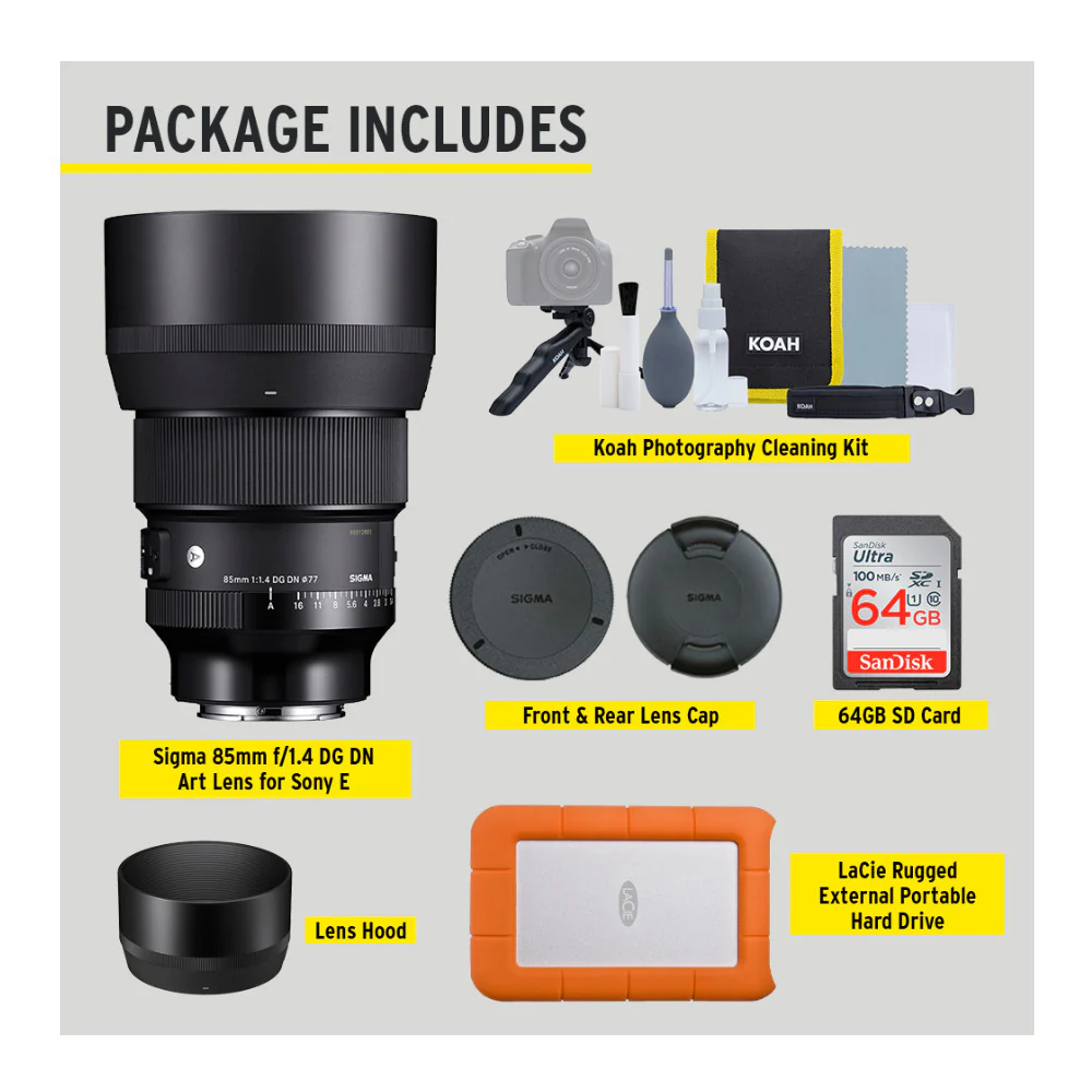 Sigma 85mm f/1.4 DG DN Art Lens for Sony E with LaCie 1TB HDD Bundle - Image 5