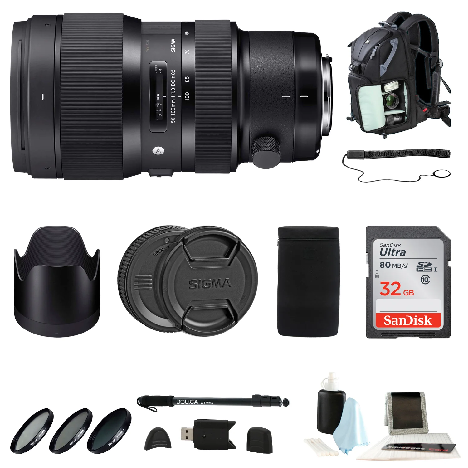 Sigma 50-100mm f/1.8 DC HSM Art Lens for Nikon Mount with Accessory Bundle