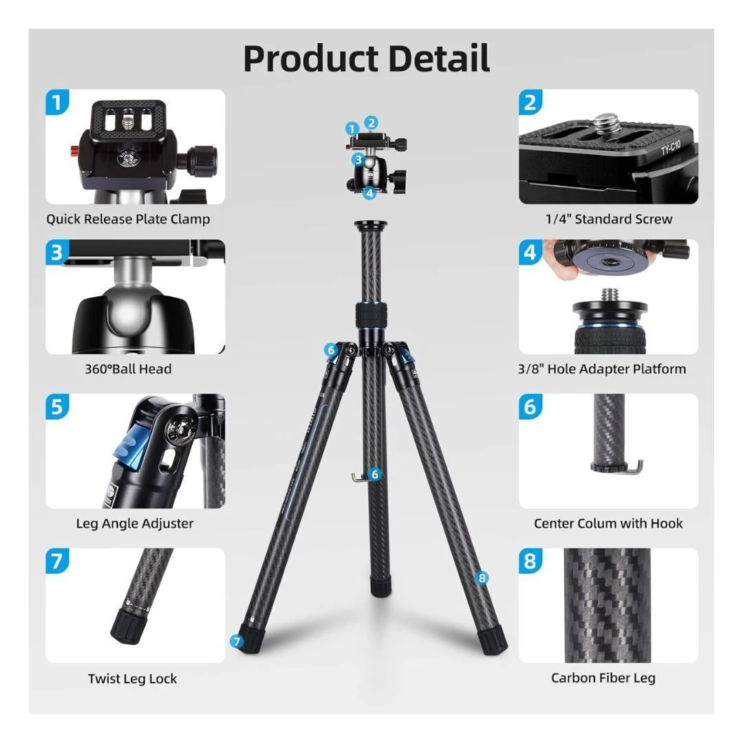 Sirui Traveler X-I 59.8-Inch Compact and Lightweight Travel Tripod with B-00K Arca-Type Ball Head - Image 2