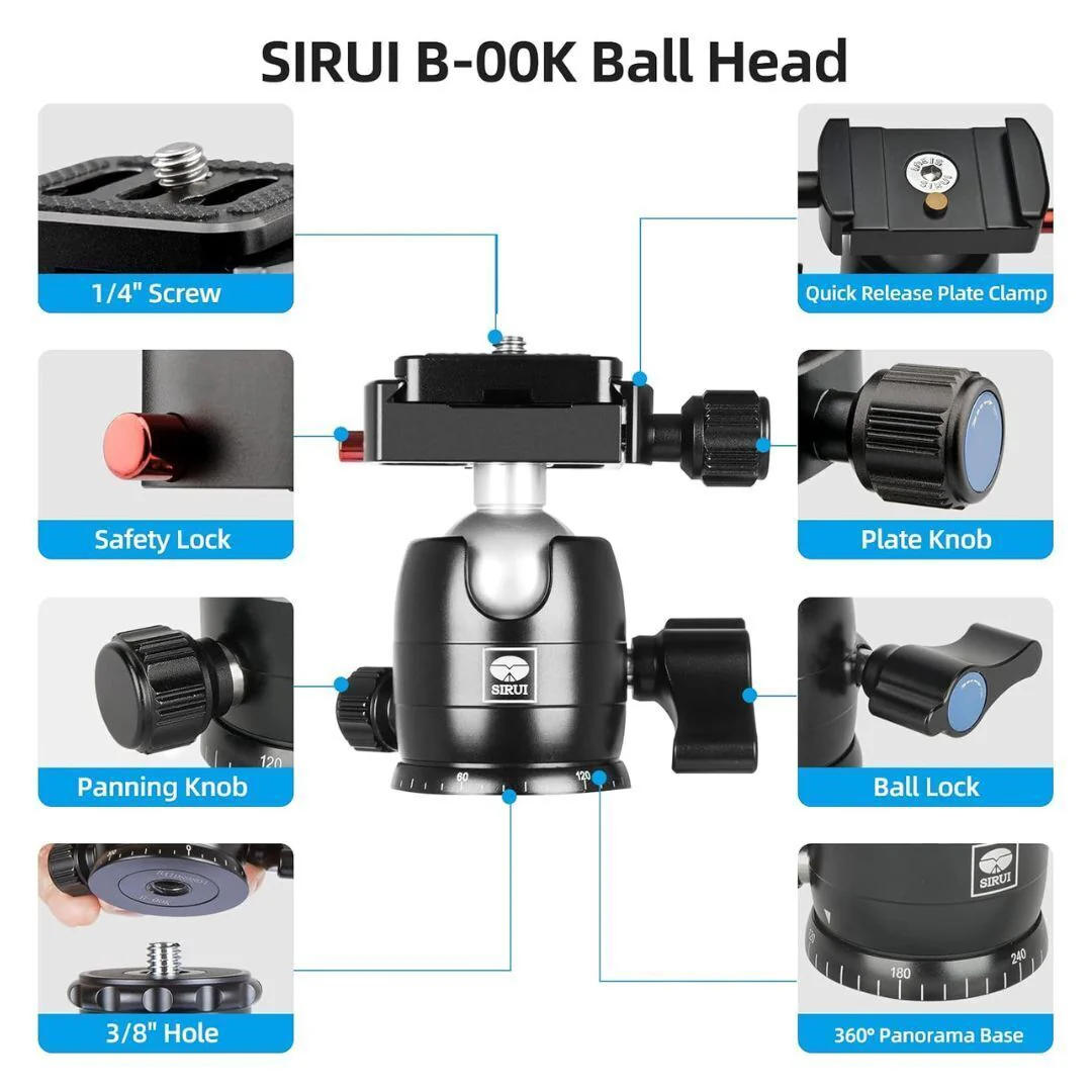 Sirui Traveler X-I 59.8-Inch Compact and Lightweight Travel Tripod with B-00K Arca-Type Ball Head - Image 3