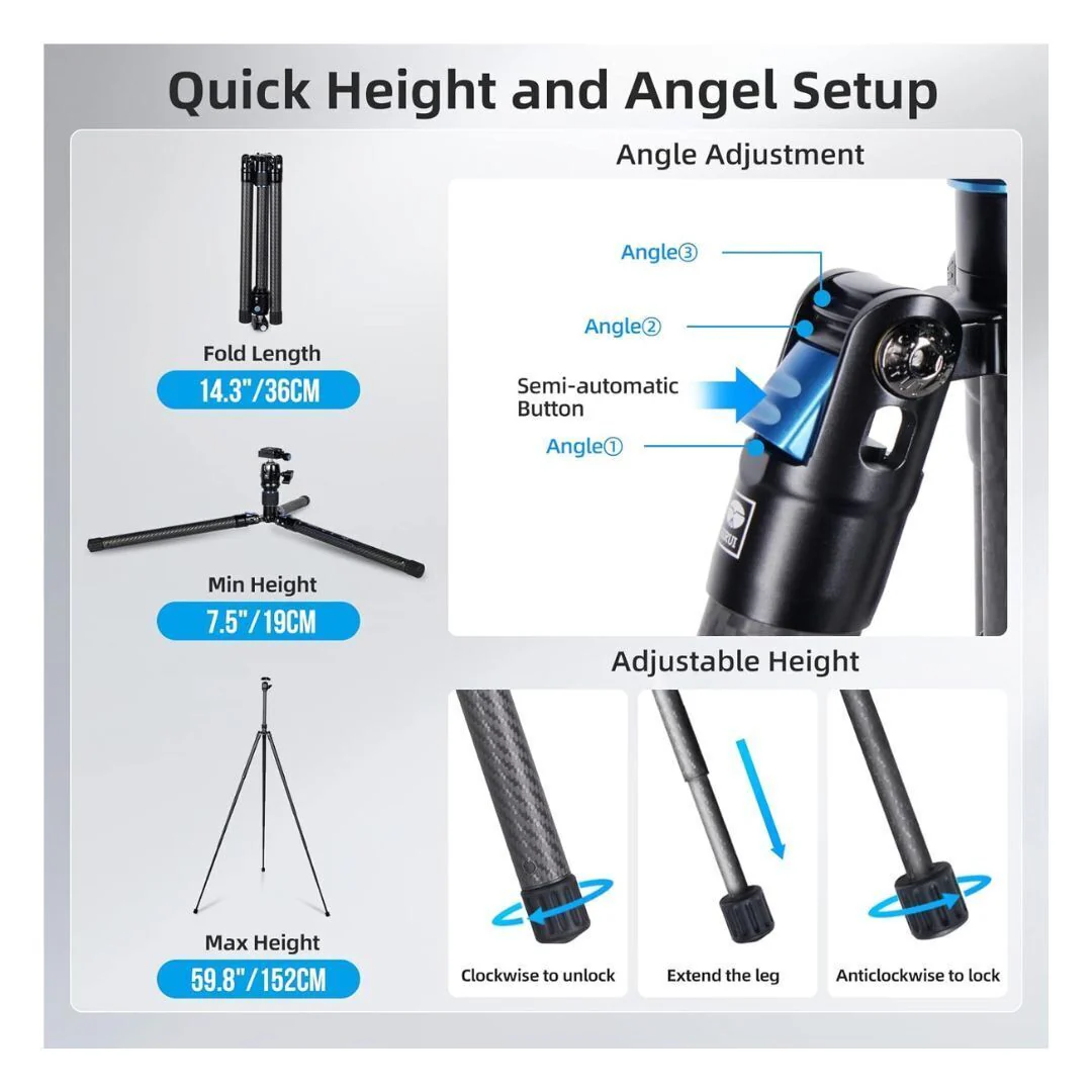 Sirui Traveler X-I 59.8-Inch Compact and Lightweight Travel Tripod with B-00K Arca-Type Ball Head - Image 4