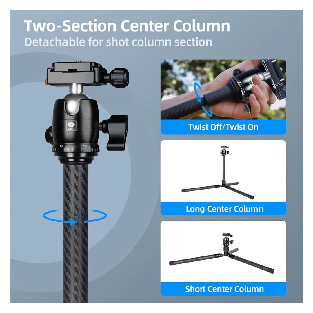 Sirui Traveler X-I 59.8-Inch Compact and Lightweight Travel Tripod with B-00K Arca-Type Ball Head - Image 5
