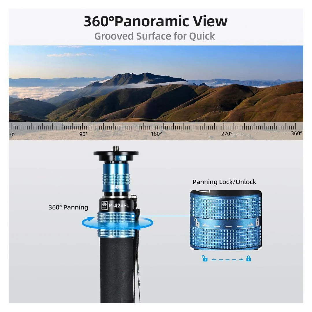 Sirui P-424FL Professional 4 Sections Monopod with Modular Design and 10-Layer Carbon Fiber Legs - Image 3