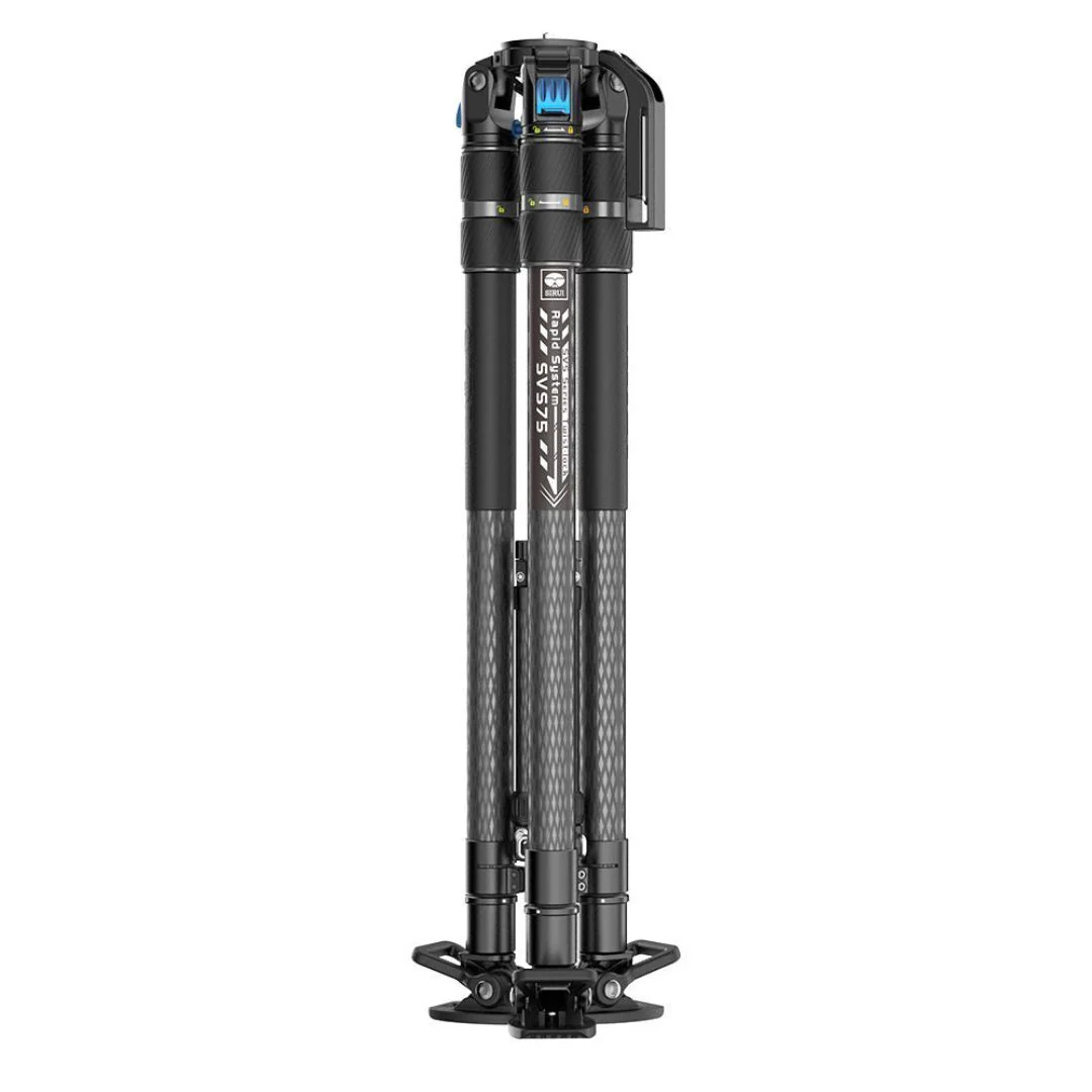 Sirui SVS75 Rapid-System One-Step Height Adjustment Carbon Fiber Tripod with SVH15 Fluid Head - Image 2