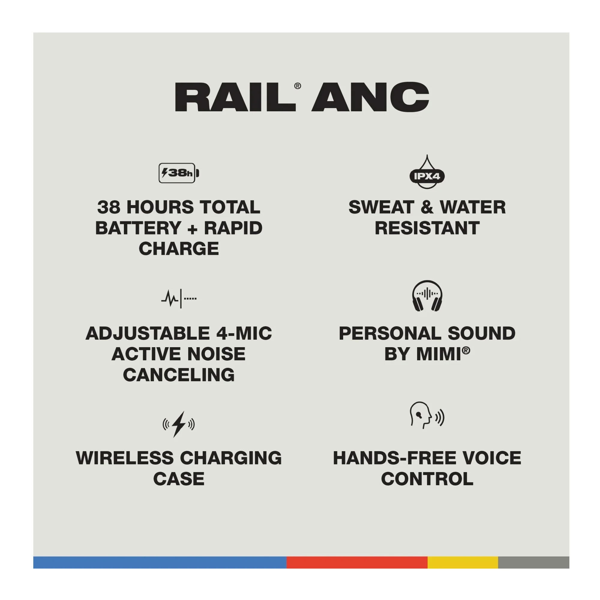 Skullcandy Rail ANC True Wireless In-Ear Earbuds (Bone Orange Glow) - Image 4