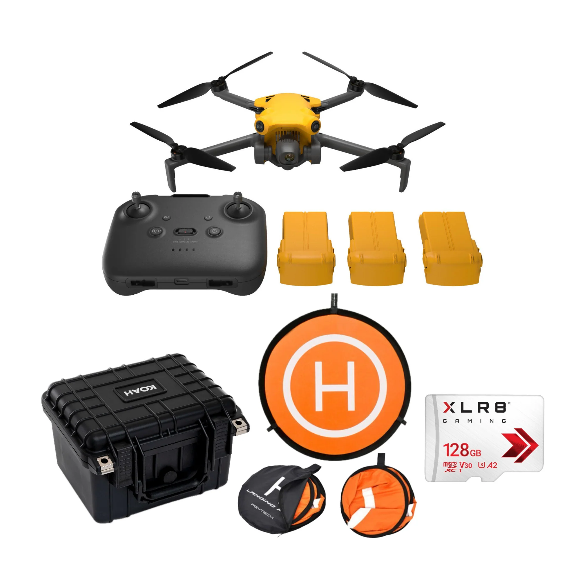 SKYROVER X1 48MP 4K Fly More Combo Drone (Yellow) Bundle with Hard Case and Accs