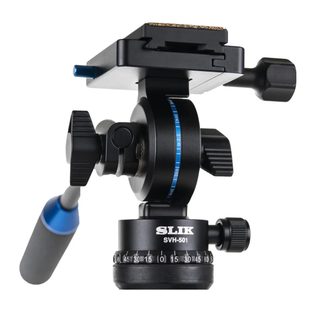 Slik PRO 634CF-SVH Carbon Fiber Tripod with SVH-501 Compact Fluid Video Head - Image 5