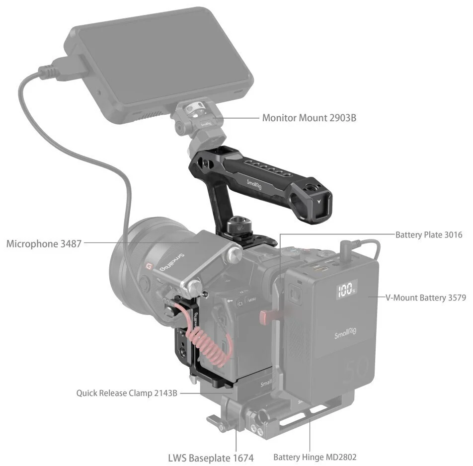 SmallRig Rhinoceros Basic Cage Kit with Cage and Handle for Sony Alpha 7R V, 7 IV, and 7S III - Image 5