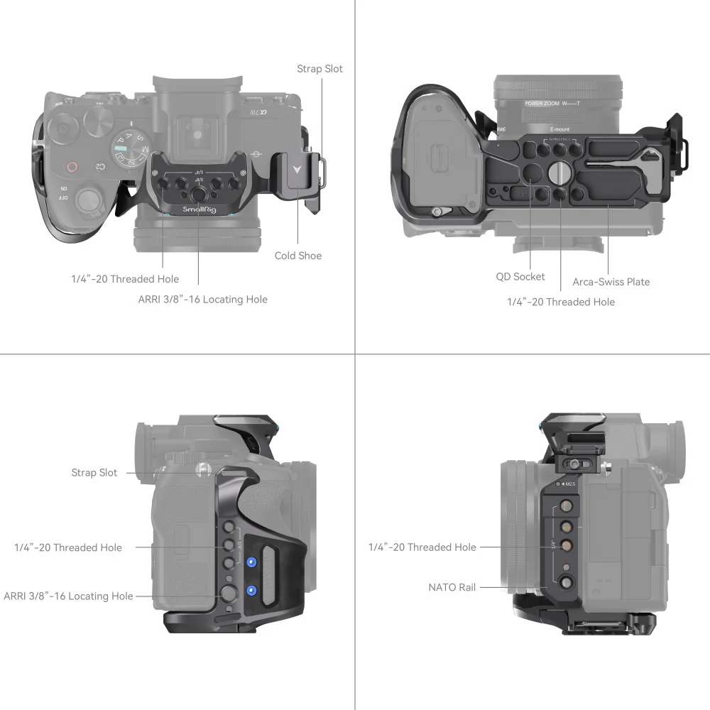 SmallRig Rhinoceros Basic Cage Kit with Cage and Handle for Sony Alpha 7R V, 7 IV, and 7S III - Image 7