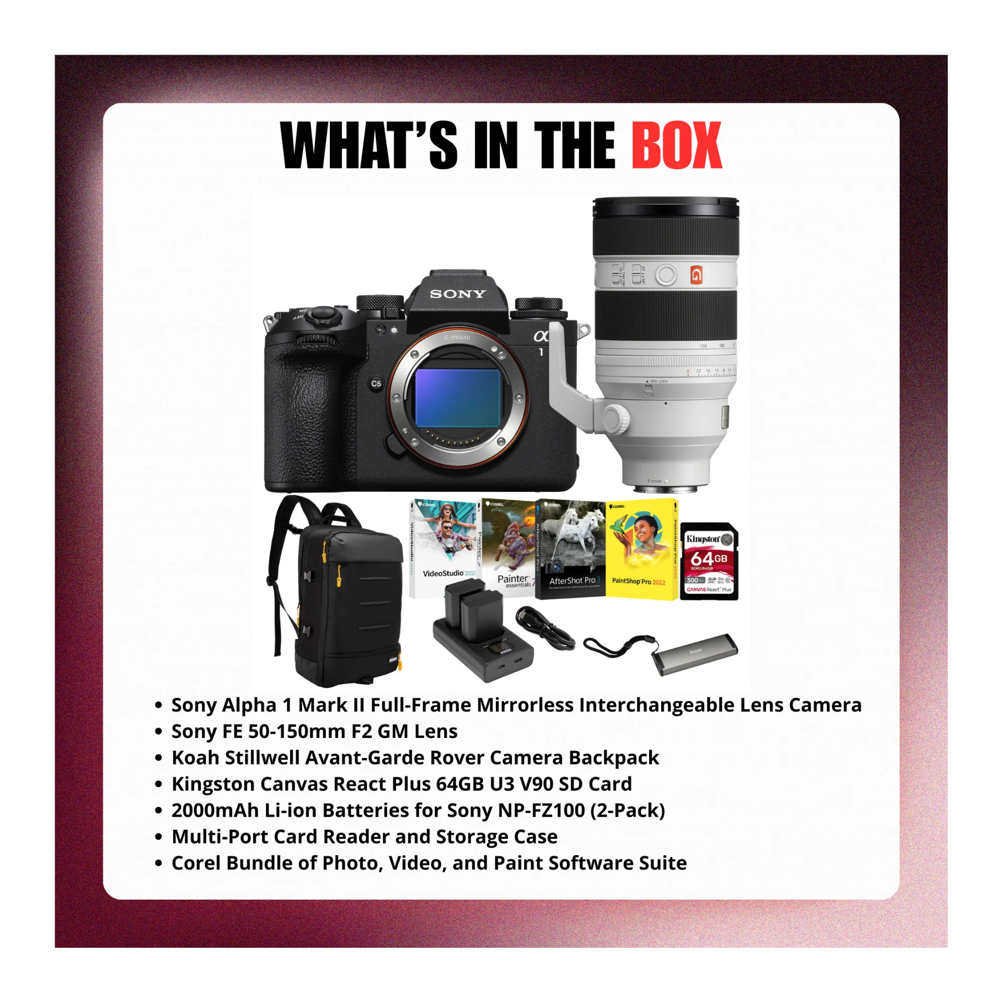Sony Alpha 1 Mark II Mirrorless Lens Camera with FE 50-150mm F2 GM Lens Bundle - Image 9