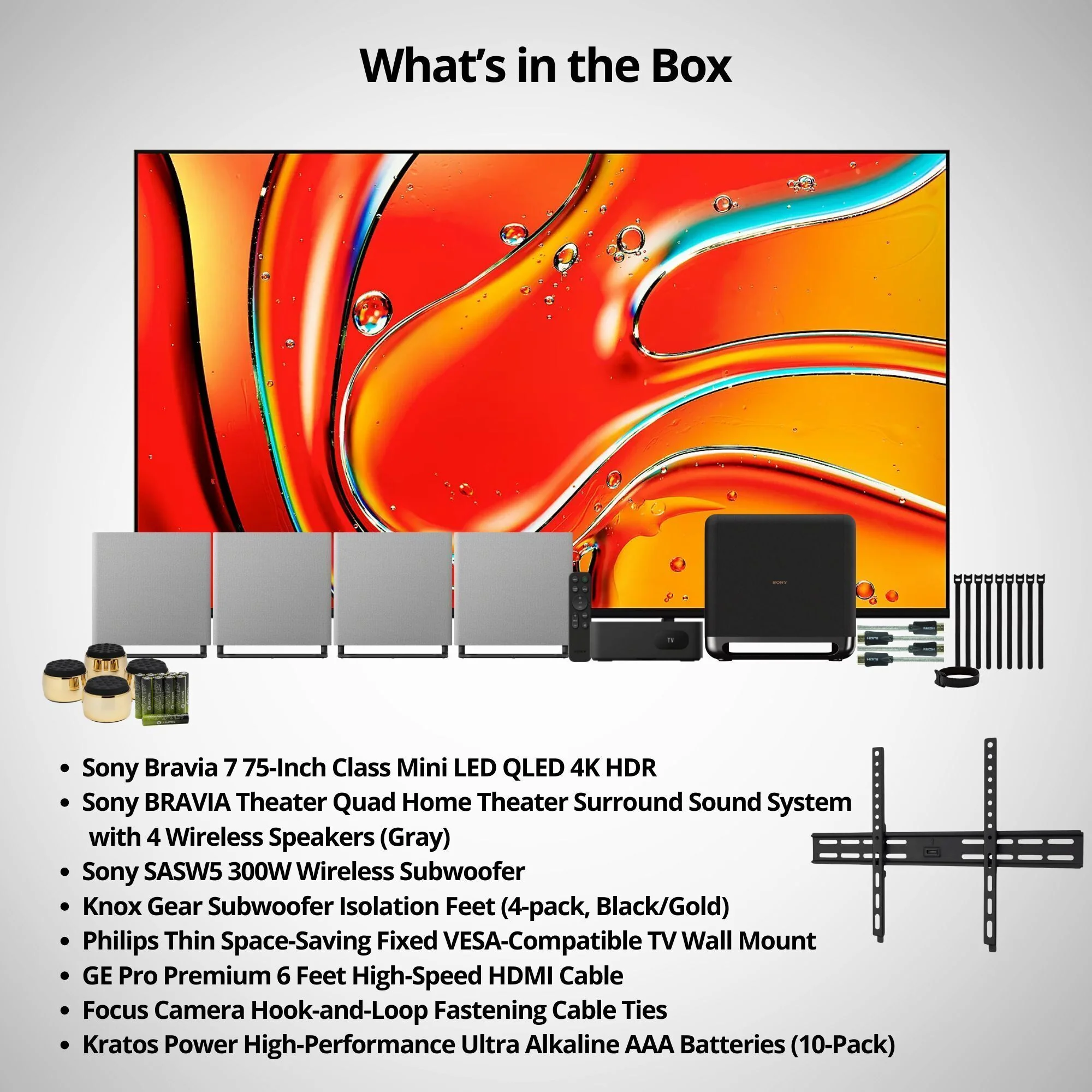 Sony BRAVIA 7 K-75XR70 75-Inch Class Mini LED QLED 4K HDR Google TV with Dolby Vision Bundle - Image 2