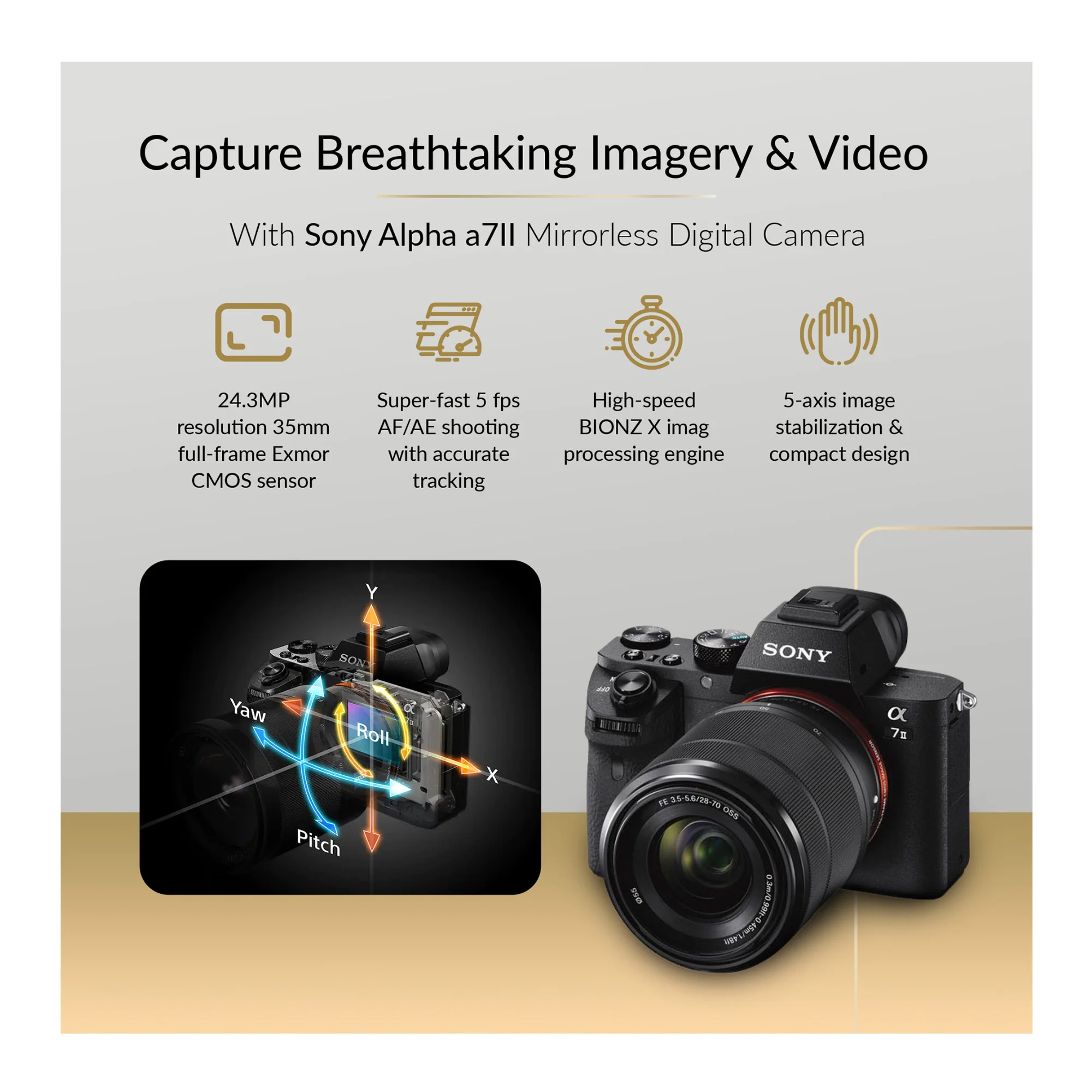 Sony Alpha a7II Mirrorless Digital Camera with 28-70mm Lens and Tripod Bundle - Image 3
