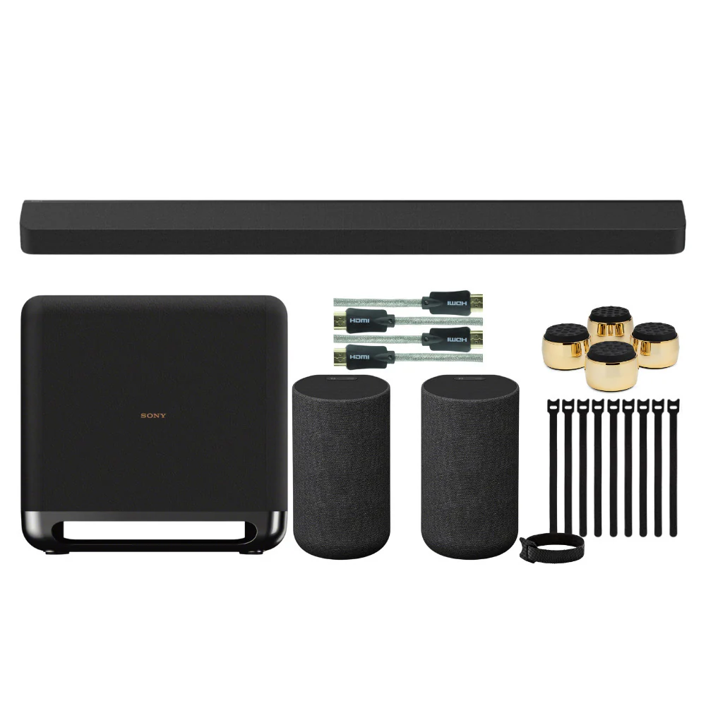 Sony HT-A9000 BRAVIA Theater Bar 9 with Dolby Atmos with Sony SA-RS5 Wireless Rear Speakers with Built-in Battery and Sony SASW5 300W Wireless Subwoofer bundle