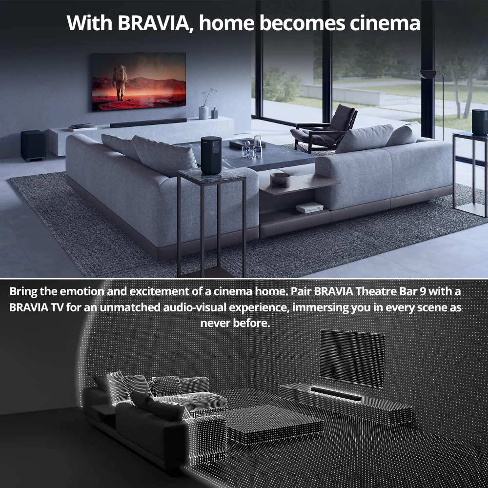 Sony HT-A9000 BRAVIA Theater Bar 9 with Dolby Atmos with Sony SA-RS5 Wireless Rear Speakers with Built-in Battery and Sony SASW5 300W Wireless Subwoofer bundle - Image 3
