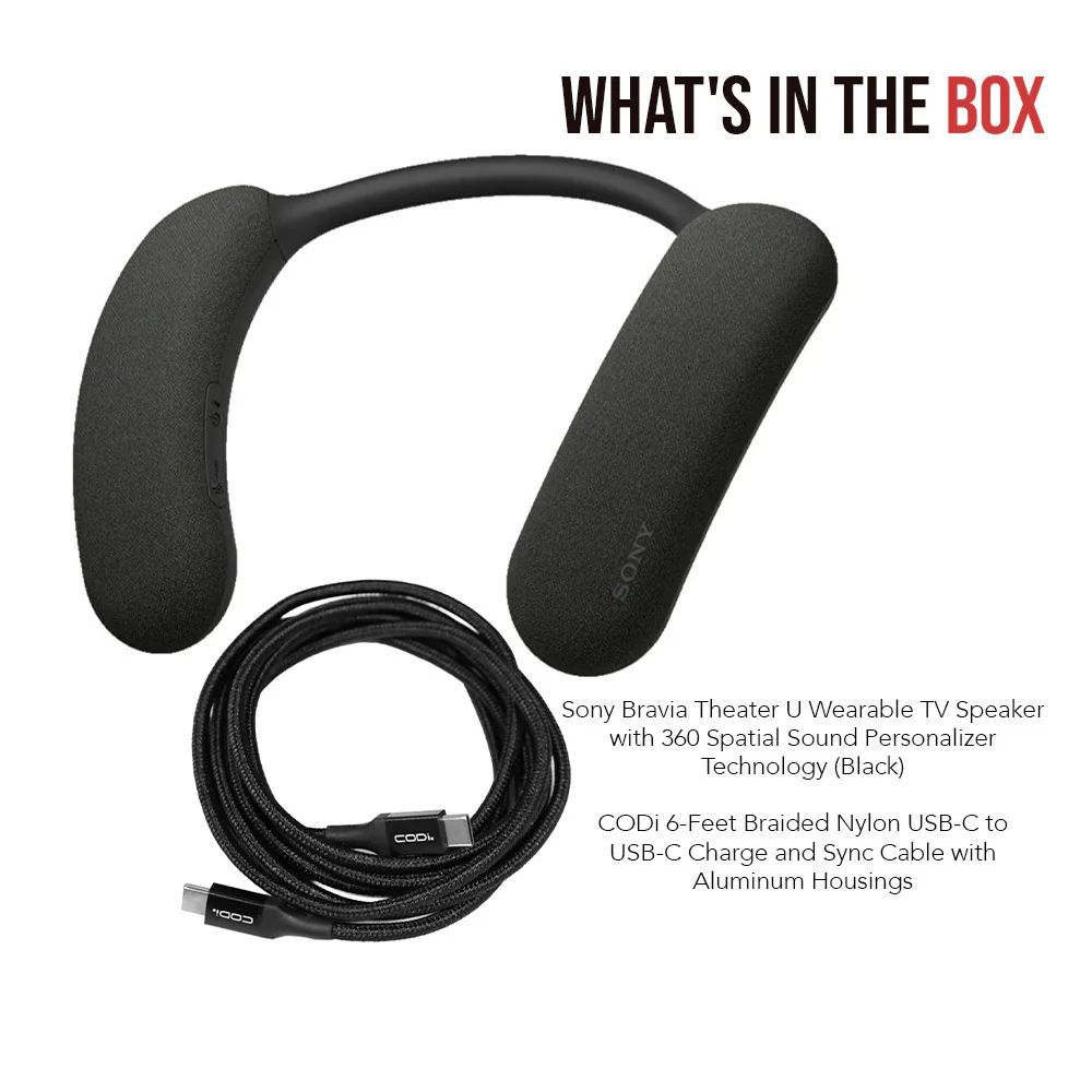 Sony Bravia Theater U Wearable TV Speaker with 360 Spatial Sound Technology (Black) Bundle - Image 7