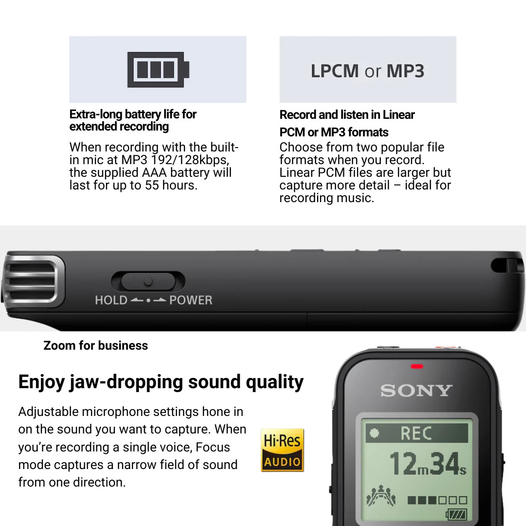 Sony ICDPX470 Digital Built In USB Voice Recorder with Earbud Headphone Bundle - Image 4