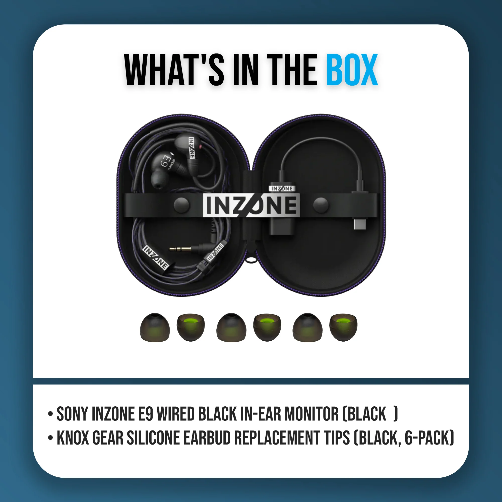 Sony INZONE E9 Wired Black in-Ear Monitor Bundle with 6 Earbud Replacement Tips - Image 9