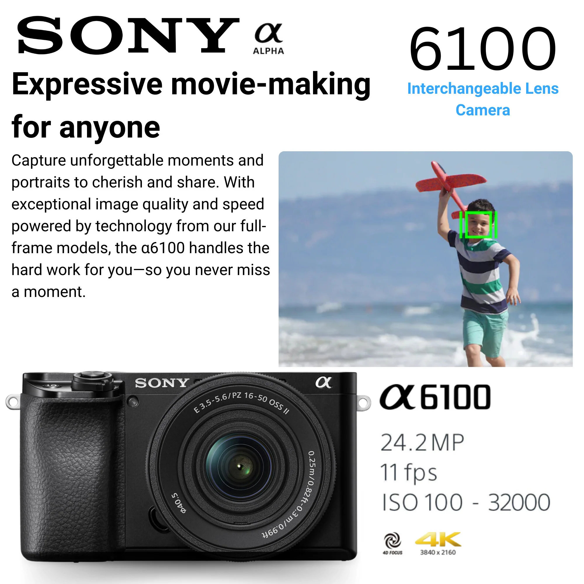 Sony Alpha a6100 24.2MP APS-C Mirrorless Camera and 16-50mm, 55-210mm Lens with Camera Bag Bundle - Image 3