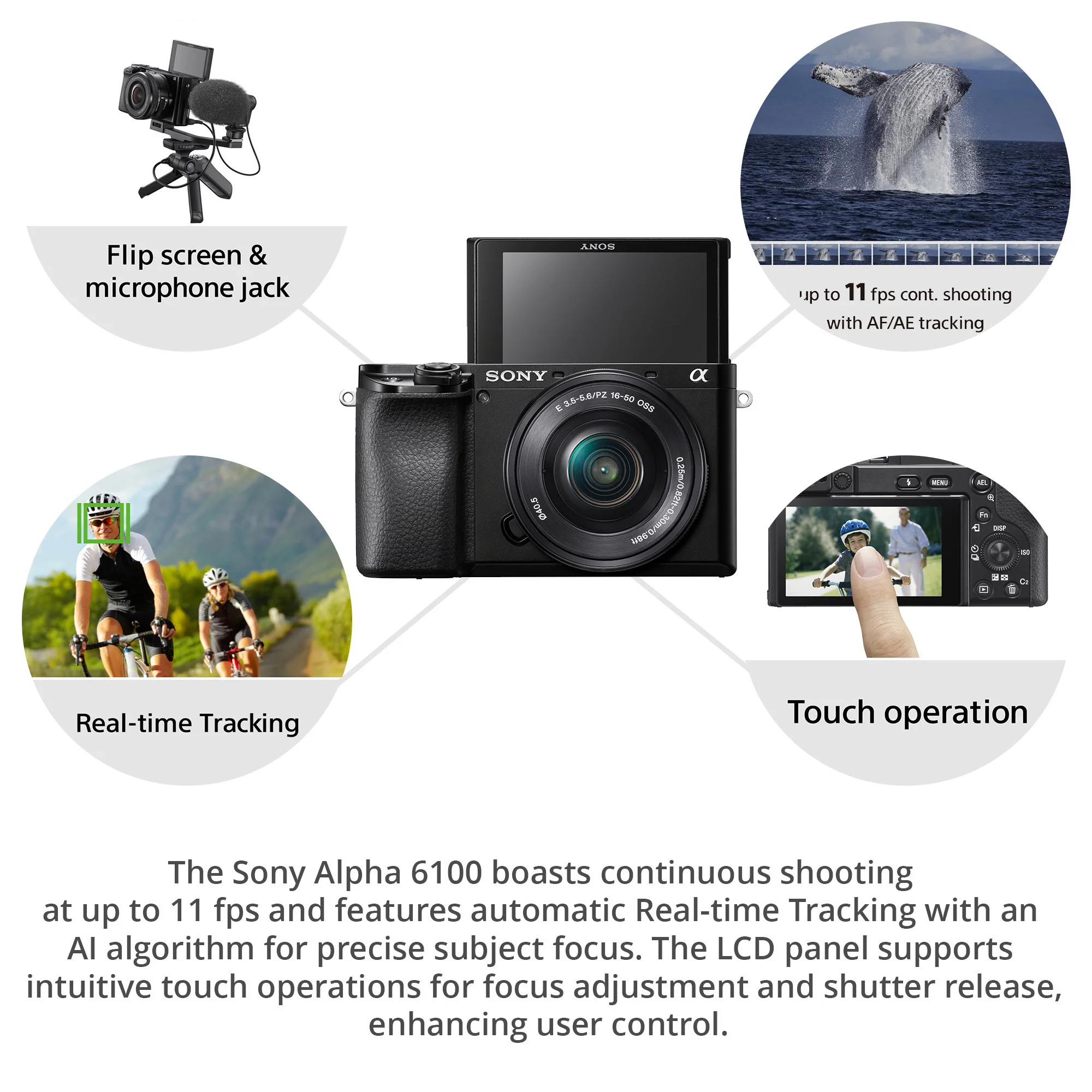 Sony Alpha a6100 APS-C Mirrorless Camera with 16-50mm and 55-210mm Lenses Accessory Bundle - Image 3