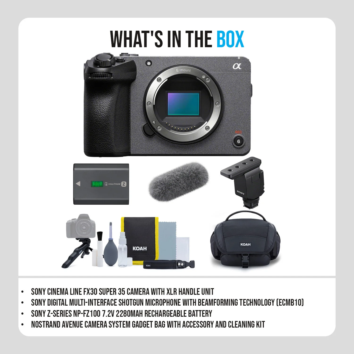 Sony Cinema Line FX30 Super 35 Camera with Digital Shotgun Microphone and 2280mAh Battery Bundle - Image 7