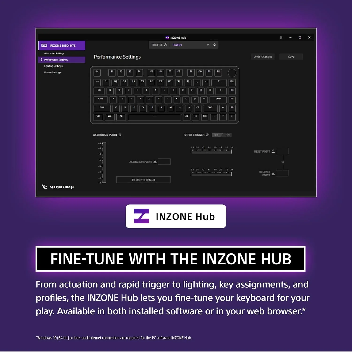 Sony INZONE 75-Percent Wired Aluminum 8K RGB Gaming Keyboard (Black) Bundle - Image 7