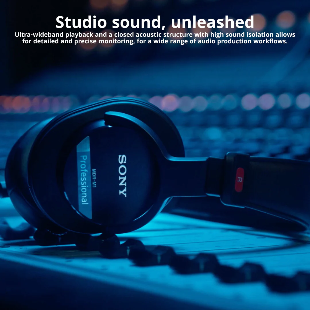 Sony MDR-M1 Professional Reference Monitor Headphones (Black) with Headphone Case Bundle - Image 4