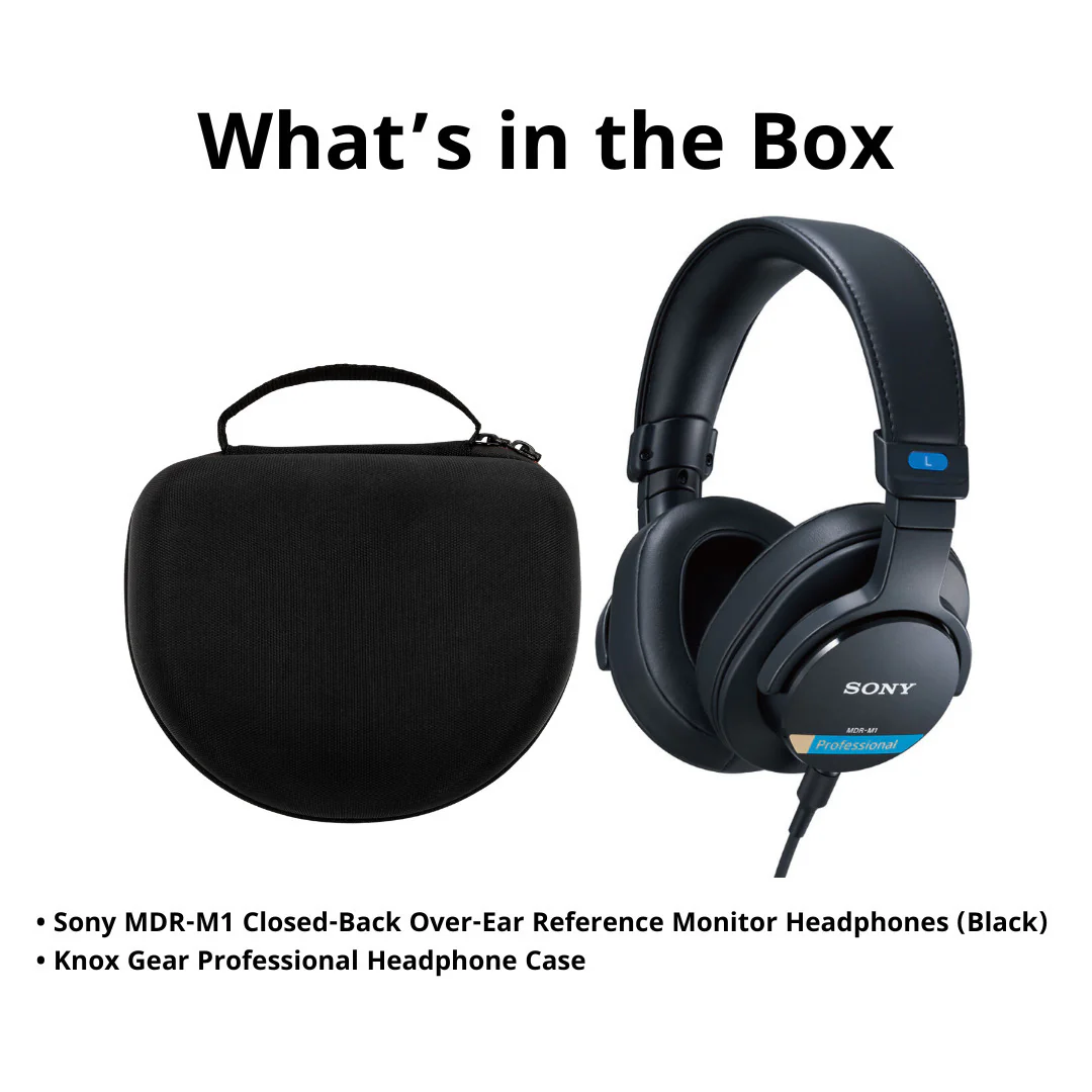 Sony MDR-M1 Professional Reference Monitor Headphones (Black) with Headphone Case Bundle - Image 7