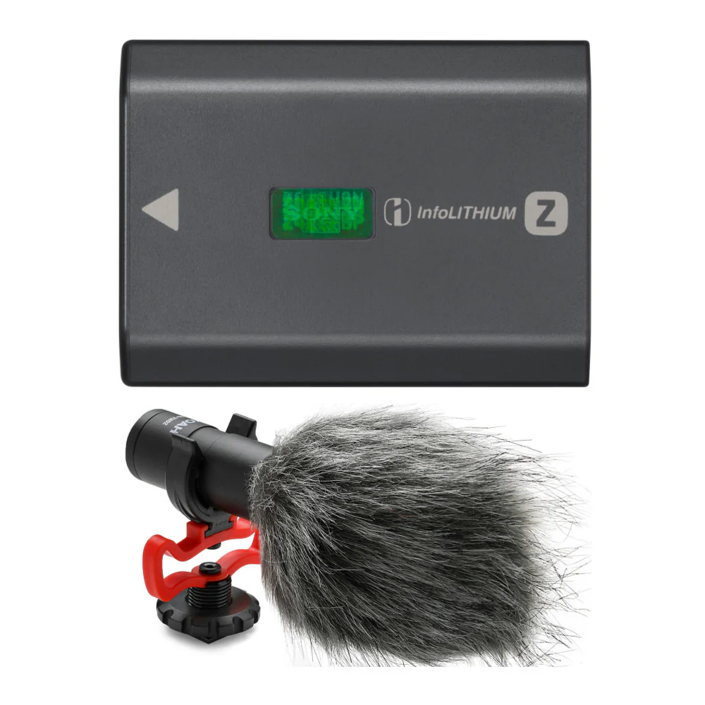 Sony NPFZ100 Z-series Rechargeable Battery Pack and Koah Simah Condenser Mic Bundle