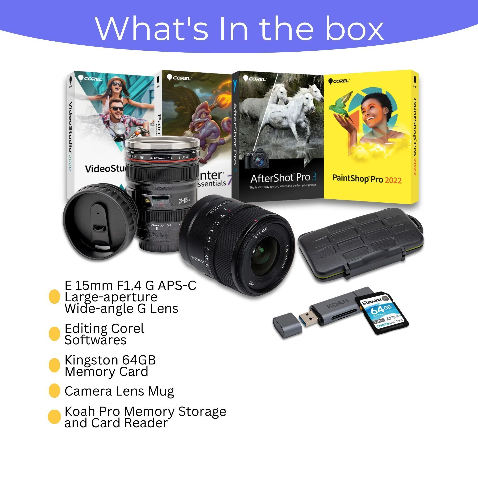Sony E 15mm F1.4 G APS-C Large Aperture Wide Angle G Lens with Editing Software, 64GB SD Card Bundle - Image 5