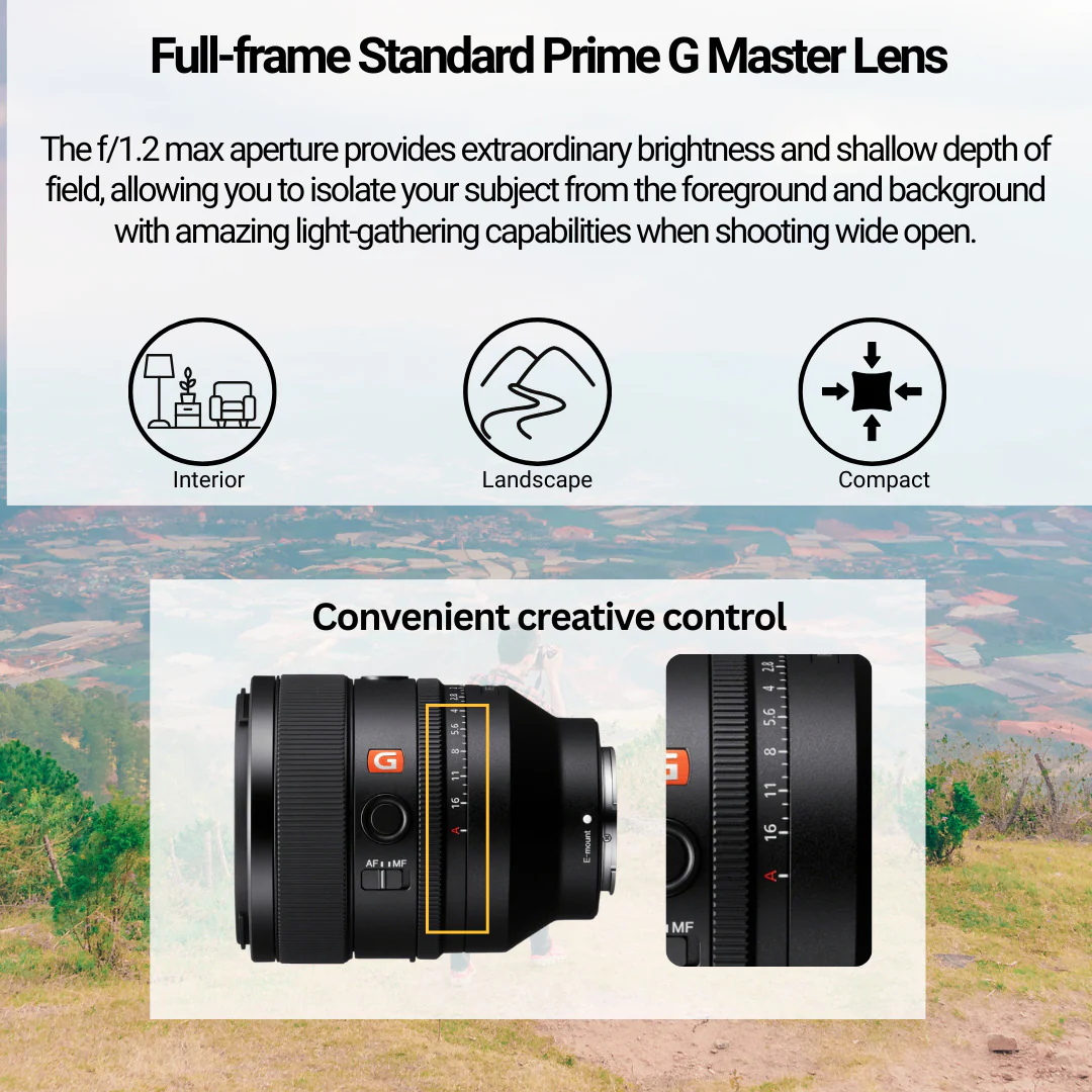 Sony FE 50mm F1.2 GM Full-Frame Large-Aperture G Master Lens with 24mm Lens and Battery Bundle - Image 4