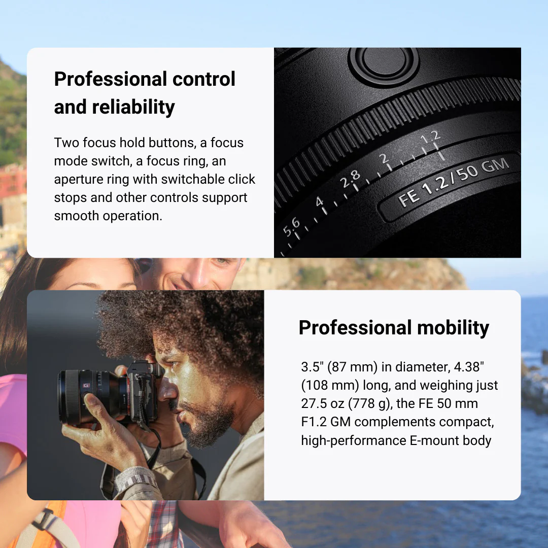Sony FE 50mm F1.2 GM Full-Frame Large-Aperture G Master Lens with 24mm Lens and Battery Bundle - Image 5