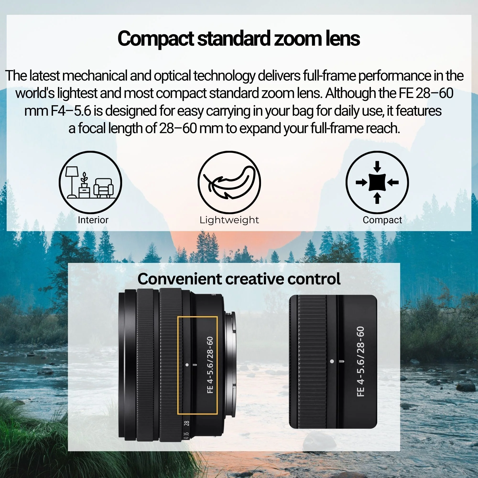 Sony Alpha FE 28-60mm f/4-5.6 Full-Frame E-mount Zoom Lens with 64GB Memory Card Bundle - Image 2