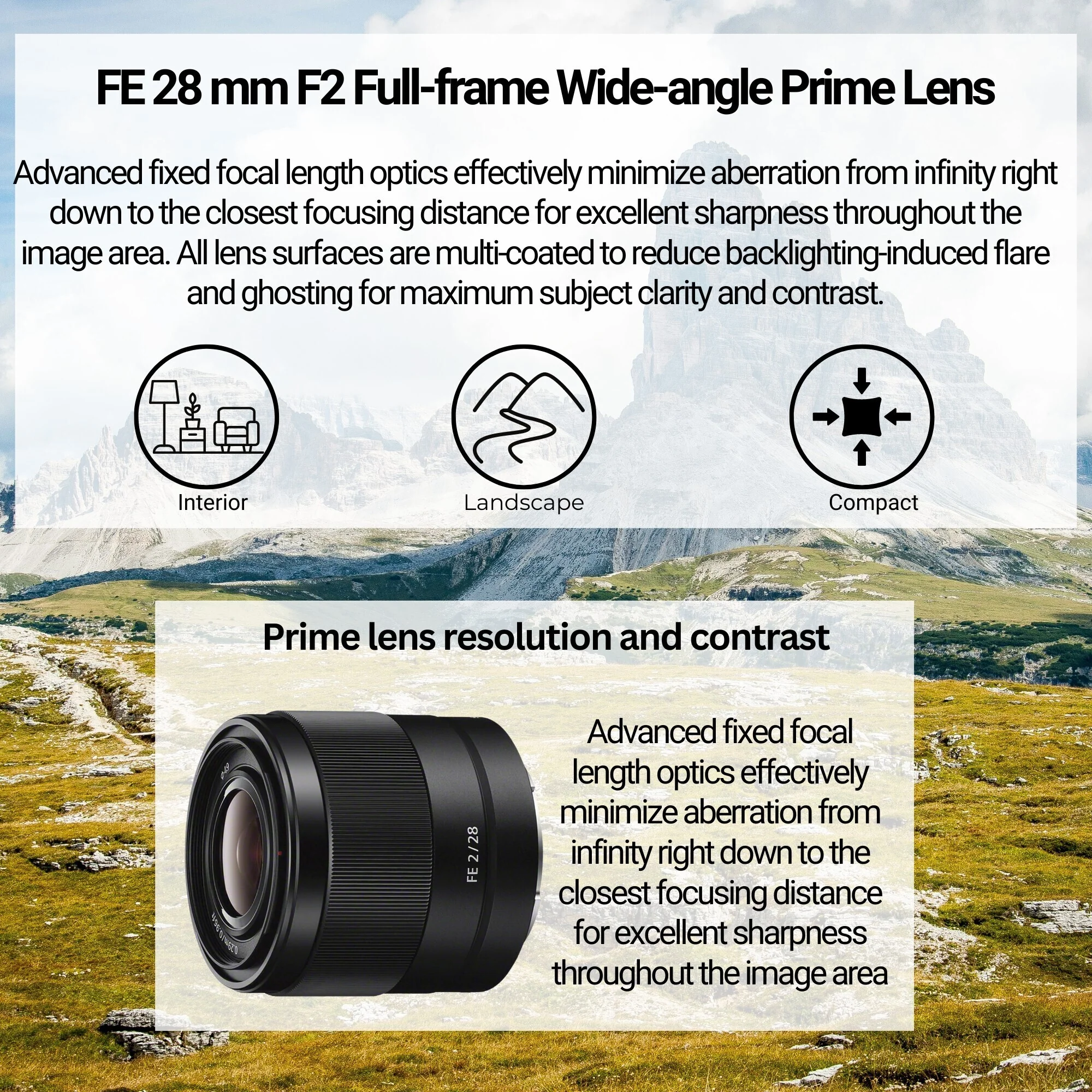 Sony FE 28mm f/2.0 E-Mount Prime Lens - Image 2
