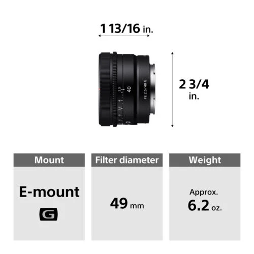 Sony SEL40F25G FE 40mm f/2.5 G Full-Frame Ultra-Compact G Lens - Image 10