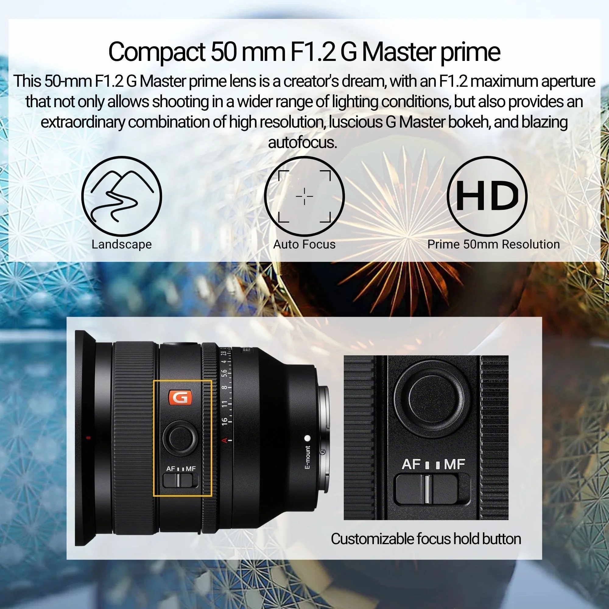 Sony FE 50mm f/1.2 GM Full-Frame G Master Lens with Editing Software, 64GB Memory Card Bundle - Image 2