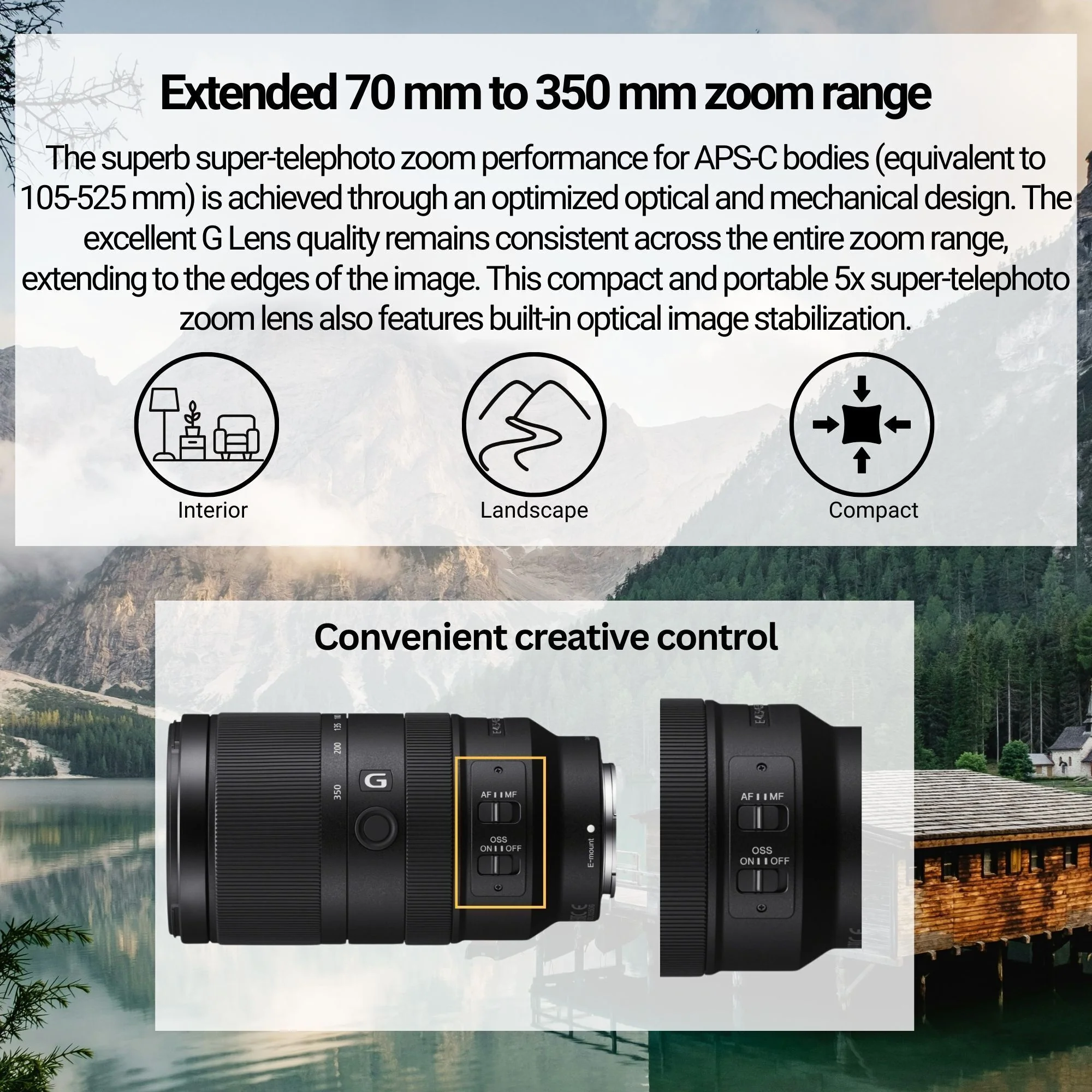 Sony E 70-350mm f/4.5-6.3 G OSS Lens - Telephoto Zoom Lens with 64GB Memory Card, and Camera Bag - Image 3