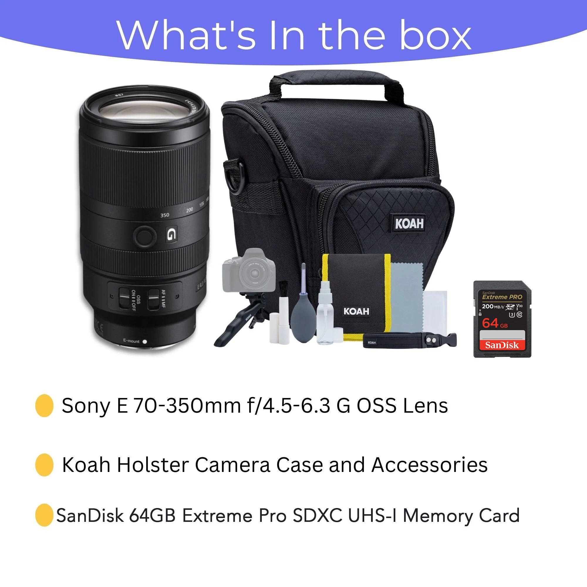 Sony E 70-350mm f/4.5-6.3 G OSS Lens - Telephoto Zoom Lens with 64GB Memory Card, and Camera Bag - Image 5