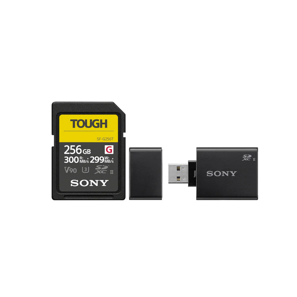 Sony 256 GB TOUGH G Series UHS-II SDXC Memory Card with Sony UHS-II USB 3.1 SD Card Reader Bundle