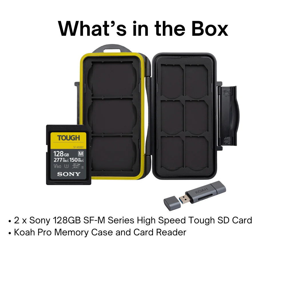 Sony 128GB SF-M Series High-Speed Tough SD Card (2-Pack) with SD Card Reader and Case Bundle - Image 6